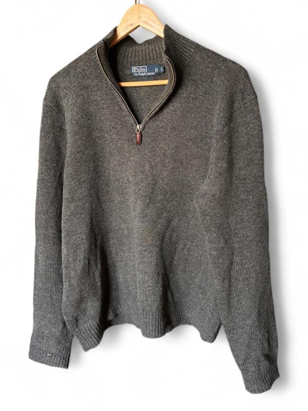 Quarter Zip Comfy Charcoal Lambswool Polo Ralph Lauren Y2k Old Money Men’s Large